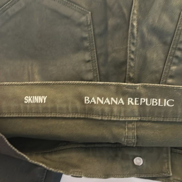 Banana Republic Charcoal Gray Coated Faux Leather Moto Skinny Jeans Size 25 - Picture 6 of 8